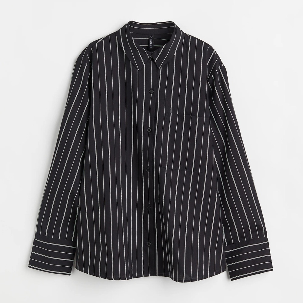 H&M Oversized Striped Cotton Poplin Shirt